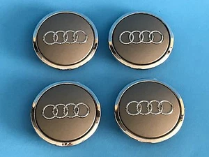 AUDI GENUINE FACTORY ORIGINAL OEM SILVER CENTER CAPS SET 4B0 601 170A 4B0601170A - Picture 1 of 7