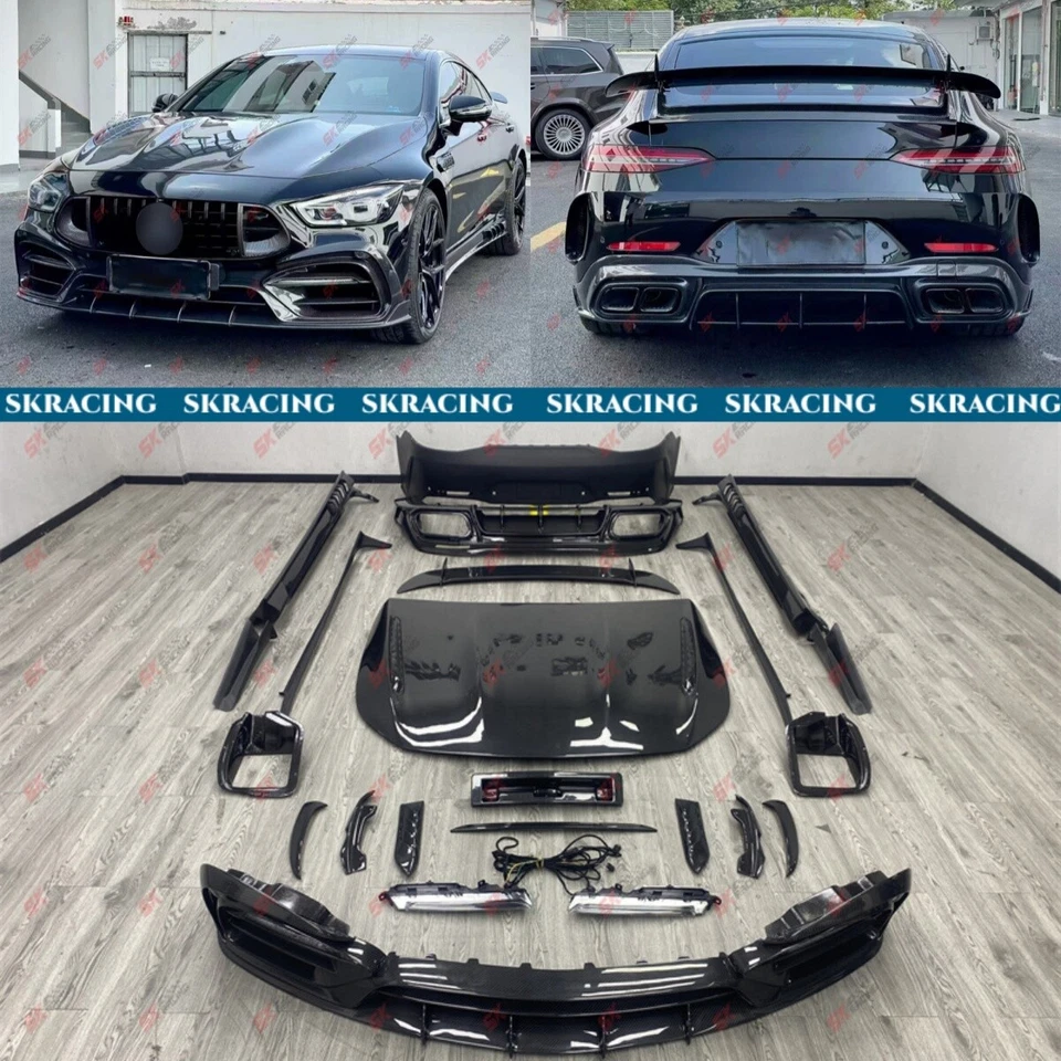 Kit de carrocería de labio delantero trasero de fibra de carbono para Mercedes Benz AMG GT43 53 63 Foto 1 de 4