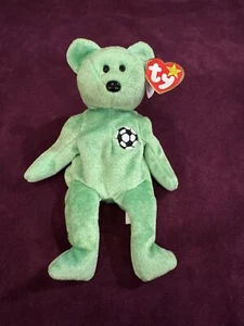 RARE!!! Ty Beanie Baby - 1998 Kicks - The Soccer Bear - with Tag Errors 98/99 - Picture 1 of 6