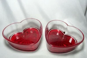 Libbey Glass Valentine's Day Wedding Red Heart Shaped Bowls Dish - Set of 2 - Picture 1 of 1