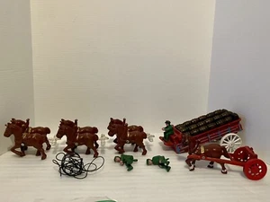 Vintage Cast Iron Budweiser Beer Clydesdale 7 Horses Wagon 3 Men AS-IS For Parts - Picture 1 of 10
