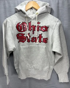 Vintage Lands End Champion Reverse Weave Hoodie Ohio State Old English XS Gray - Picture 1 of 8
