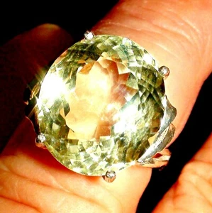ANILLO DE AMATISTA VERDE NATURAL (PRASIOLITA) 15,10 CT PLATA ESTERLINA 925 TALLA 6,5 - Imagen 1 de 12