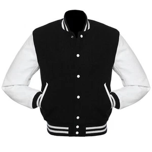 Custom Men's Varsity Letterman Jackets Wool Body With Genuine Leather Sleeve - Picture 1 of 14
