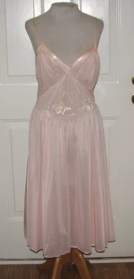 Camisola Gotham vintage anos 60 listrada dourada rosa com chiffon e bordado - Tamanho 36 - Imagem 1 de 4