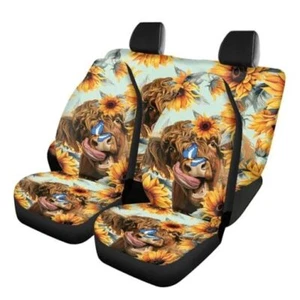 Car Seat Covers Full Set, Automotive Seat Covers Highland Cow Pattern - Picture 1 of 7