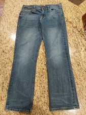 Seven7 Blue Denim Men's Size W32 L30 Regular Solid Mid-Rise Straight Fit Jeans