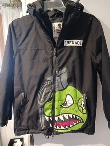 YOUTH GRENADE SNOWBOARD RECRUITER JACKET $150 black green grenade Sz L - Picture 1 of 5