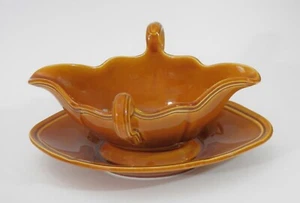 Luneville Louis XV Honey Gravy Boat w/Attached Plate Pouring Handles France - Picture 1 of 6