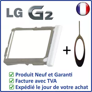 TIROIR / SUPPORT DE LA CARTE SIM DU LG G2 BLANC + OUTIL D'EXTRACTION - Foto 1 di 2