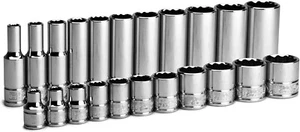 3/8 in. Drive 12-Point Shallow and Deep Socket Set, SAE, 1/4 to 7/8 in, 22-Pi... - Picture 1 of 6