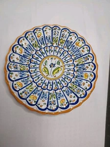 Piatto vintage dipinto a mano Talavera in rilievo 10" - Foto 1 di 4