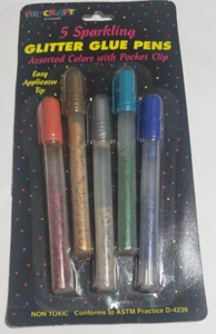 5 x SPARKLING GLITTER GLUE CRAFT PENS Art Gel Children's Kids Crafts Decoration - Picture 1 of 5