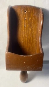 Vintage Grain Scoop  Country Rustic Wood Wall Pocket Farmhouse - Picture 1 of 24