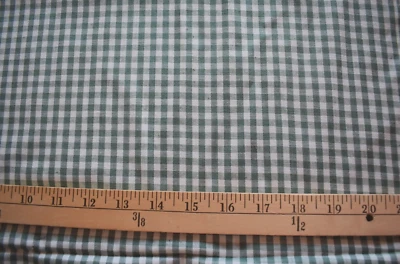 HOMESPUN 1/4"  CHECKS  GREEN & OFF WHITE  100% COTTON FABRIC  29X45 +  INCHES - Image 1 of 2