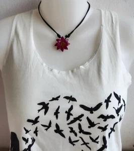 Unique Leather Flower Pendant Necklace - Customizable Size - Picture 1 of 21
