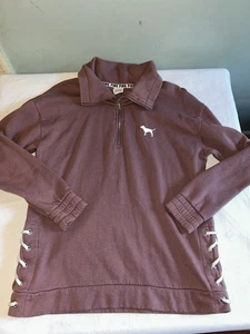 Victoria's Secret PINK 1/4-Reißverschluss Kragen Sweatshirt, mauve mit Hundelogo - Größe: PS - Bild 1 von 5