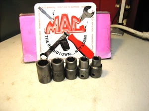 MAC  1/2"DR (5/8", 9/16", 1/2", 7/16", 3/8")   5 SHALLOW IMPACT SOCKETS  6-PT - Picture 1 of 6