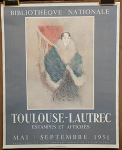 Affiche originale ancienne 1951 exposition Toulouse-Lautrec à Paris /RS587 - Picture 1 of 2