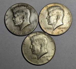 Kennedy Silver Half Dollars 3 Different Date - Foto 1 di 3