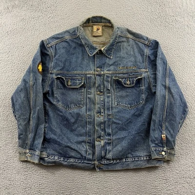Jaqueta Masculina Vintage Meca XL Azul Denim Caminhoneiro Hip Hop Botão Baggy Grunge Y2K - Imagem 1 de 4