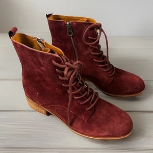 Kork-Ease Calista Wildleder gepolstert Schnürstiefelette dunkelrot Größe 7 neu im Karton - Bild 1 von 8