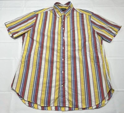 Gitman Bros Vintage Button Down Shirt L Striped Short Sleeve USA Made Colorful - Image 1 of 4
