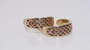 Welsh Clogau 9carat Yellow & Rose Gold Welsh Royalty Half Hoop Stud Earrings - Picture 1 of 7