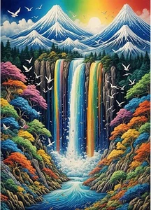 Hlison Diamond Painting Kits for Adults, 5D Waterfall 12"x16", HDP-23 - Picture 1 of 7