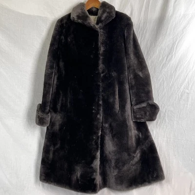 Vintage Faux Fur Coat 50s 60s Clearfield Furs PA Long Heavy Thick Classic Furry - Image 1 of 4