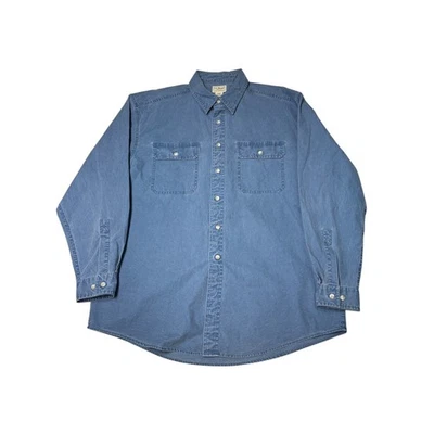 LL Bean Mens L Regular Blue Chambray Button Down Shirt Long Sleeve Cotton - Image 1 of 4