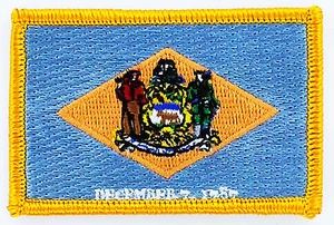 DELAWARE AMERICAN USA FLAG PATCH BADGE IRON ON NEW EMBROIDERED - Picture 1 of 1