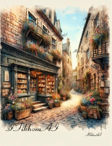 Digital Art Painting Watercolor Urban Landscape Wallpaper Background Decor - Picture 1 of 2