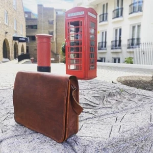 Tasche Vintage Leder Umhängetasche Kuriertasche echt Herren Laptop 15 Zoll Sc... - Bild 1 von 5