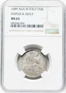 1689 AGA M Naples & Sicily Italy Tari NGC MS63 - Picture 1 of 4