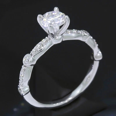 1 carat tw GIA Certified E SI1 Diamond Ring 14k White Gold 3/4 ct Round Center - Image 1 of 4