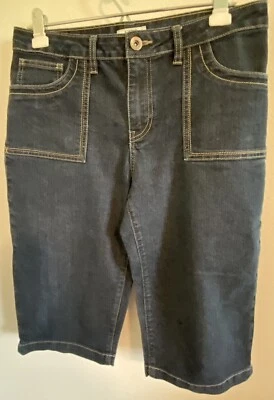 Cato Mujer Talla 10 Capri 32X16” Denim Tiro Medio Elástico Lavado Oscuro Foto 1 de 4