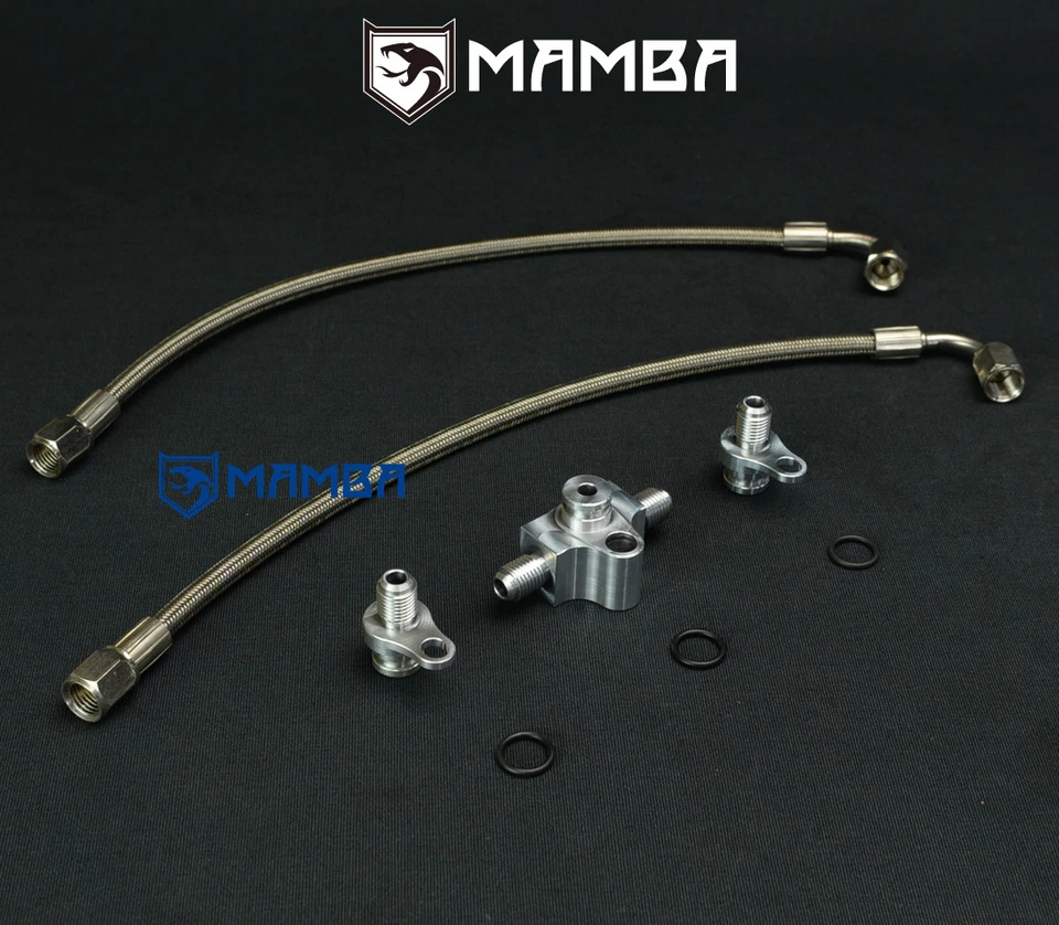 MAMBA BMW N54 3.0L 135i 335i 535i 735i twin TD03 PTFE turbo oil feed line kit  - Image 1 of 4