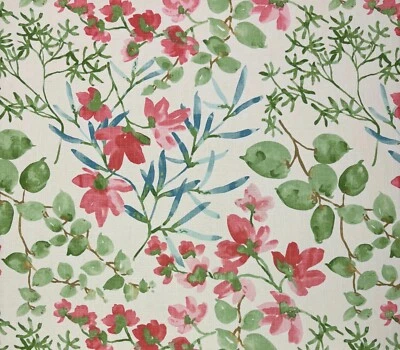 BRAEMORE GAZEBO CORAL PINK FRUIT FLORAL LINEN MULTIUSE FABRIC BY THE YARD 54"W - Image 1 of 4
