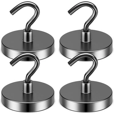 4 Pack 110 Lbs Magnetic Hooks Heavy Duty Neodymium Magnet Hook, Strong Magnetic