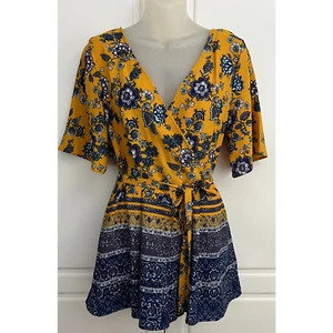 Miami Blue/Yellow Floral Paisley Romper Size S NWOT - Picture 1 of 7