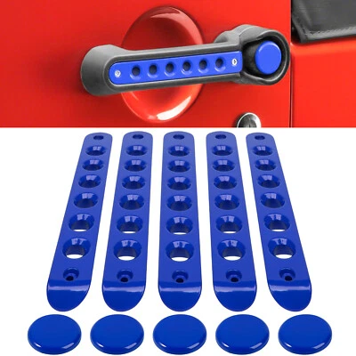 Cubierta de inserciones de manija de puerta para Jeep Wrangler JK JKU 2007-2018 azul 5 piezas Foto 1 de 4