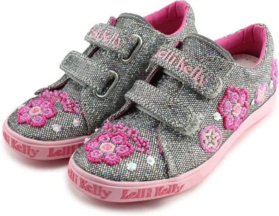 Nuevo Lelli Kelly Niña Peltre Brillante Rosa Caliente Flor Tenis Zapatos Foto 1 de 3