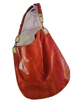 Cartera Badgley Mischka roja/naranja hobo bolso asa con detalles dorados Foto 1 de 4