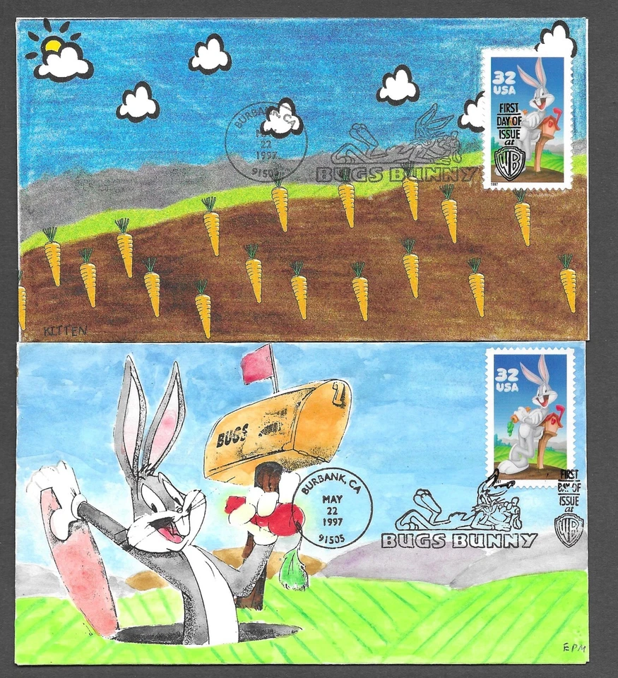 Cover Mixed Bugs Bunny FDC Hand Made Art Bourse Type Cachet Burbank CA May 1997 - Image 1 of 1
