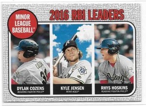 2017 TOPPS HERITAGE MINORS - GRAY BORDER - RHYS HOSKINS / COZENS / D JENSEN /25