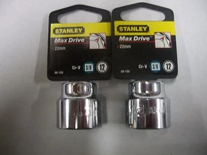 NEW STANLEY 3/8 in Drive 22mm MAX DRIVE 12 POINT SOCKET TWO SOCKETS - Picture 1 of 3