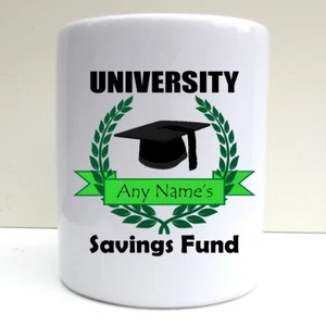 PERSONALISED UNIVERSITY SAVING FUND CREST CERAMIC MONEY BOX SAVING POT - Picture 1 of 4