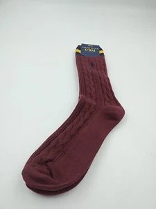 Polo Ralph Lauren Burgundy Socks 1 Pair Fits Shoe Size 6.5 Mens - Picture 1 of 4