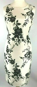 Nuevo Vestido Eastex UK 14 Floral Marfil Crema Negro Floral Hoja Tallo Estampado Cambio - Imagen 1 de 12